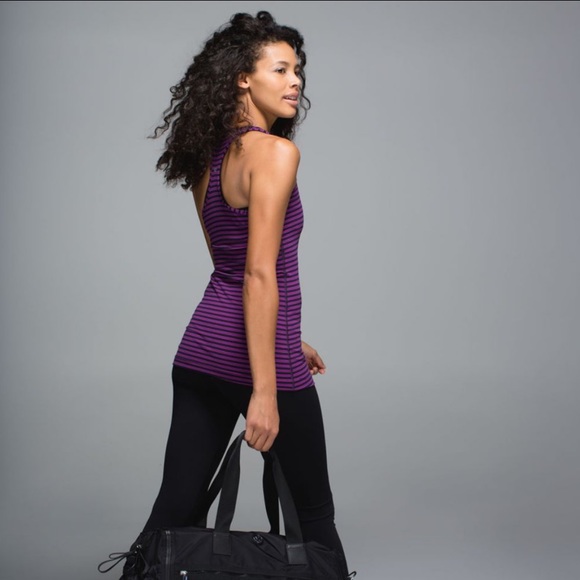 Lululemon Cool Racerback - Double Trouble Stripe Ultra Violet Black Grape - Picture 6 of 8